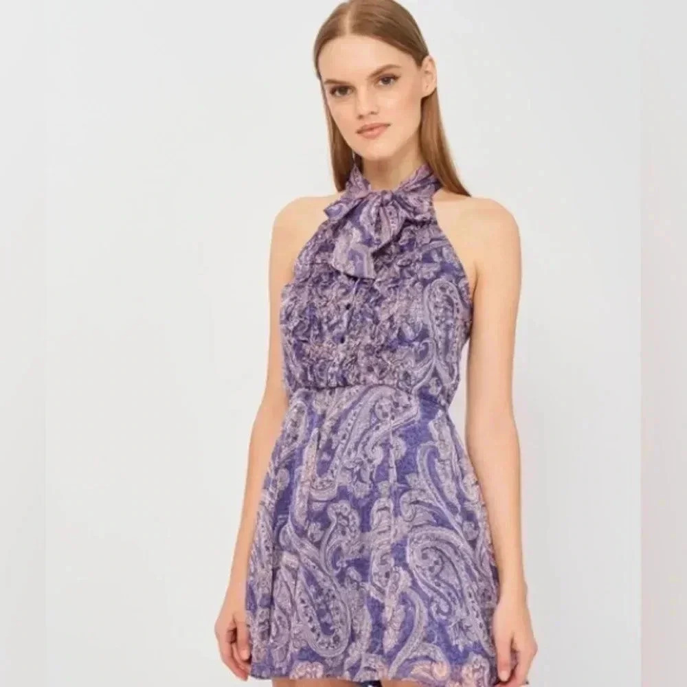 Zara  purple paisley boho romper